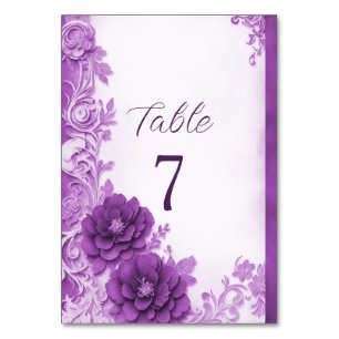 Purple Flowers Flourish Table Number
