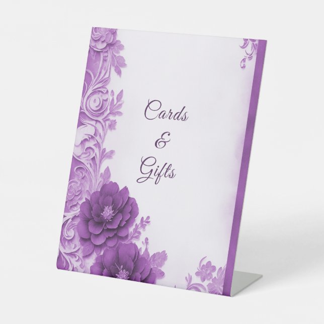 Purple Flowers Flourish Tabletop Signs (Front)