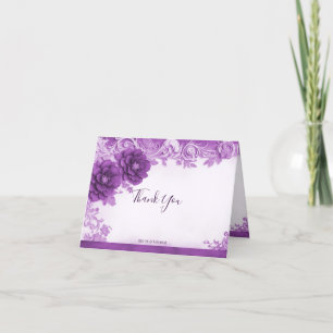 Purple Flowers Flourish Thank You Card