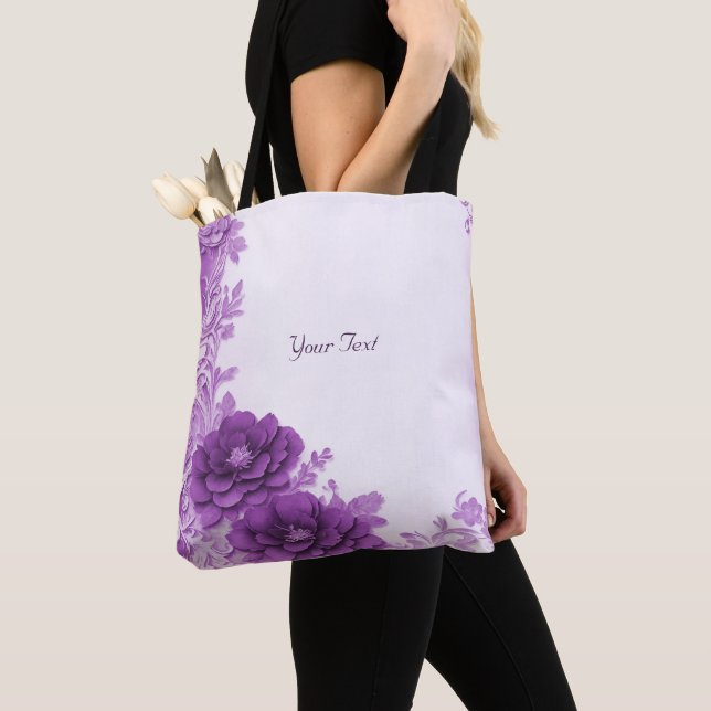 Purple Flowers Flourish Tote Bag (Close Up)