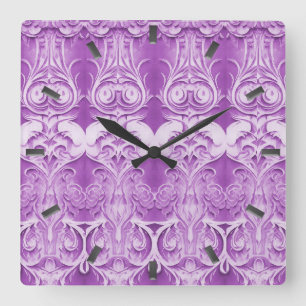 Purple Flowers Flourish Wall Clock