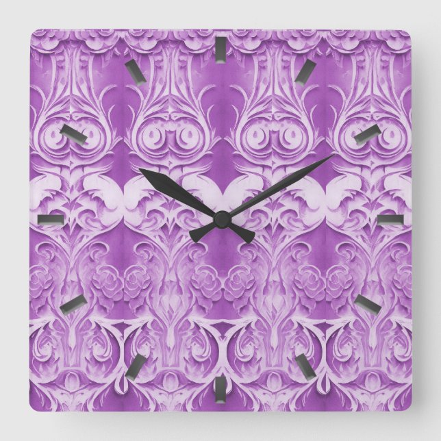Purple Flowers Flourish Wall Clock (Front)