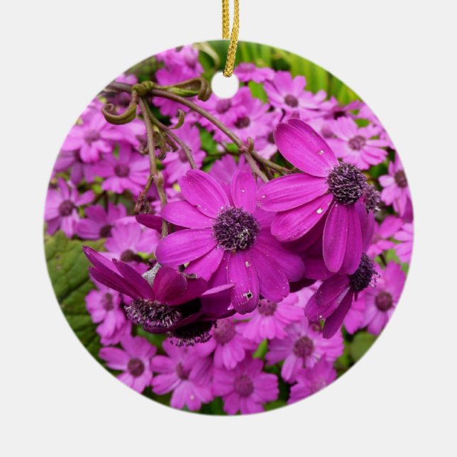 Purple Flowers from San Francisco Ceramic Tree Decoration (Front)