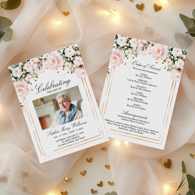 Purple Flowers Funeral Order of Service  Program (Creator Uploaded)