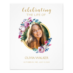 Purple Flowers Funeral Welcome Sign