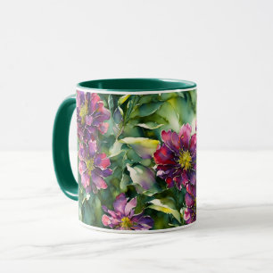 Purple Flowers Garden Floral Mug Cup