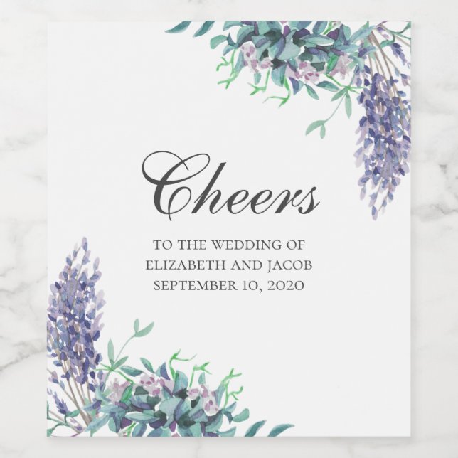 Purple flowers. Garden floral wedding. Lavender Wine Label (Single Label)