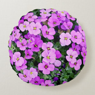 Purple Flowers Garden  Round Cushion