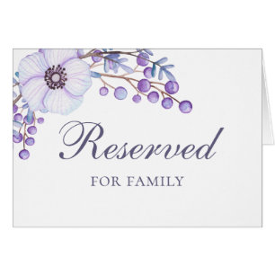 Purple flowers. Garden wedding reserved sign