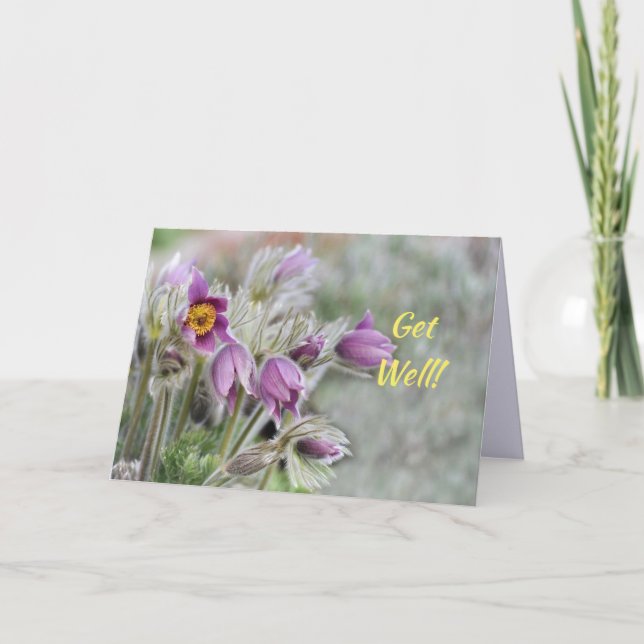PURPLE FLOWERS GET WELL CARD (Front)