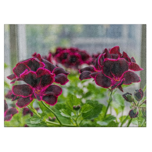 Purple flowers glass cutting board (Front)