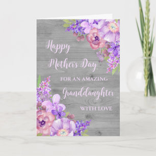 Purple Flowers Granddaughter Happy Mother's Day Card