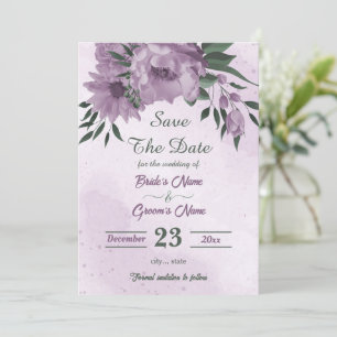 purple flowers green leaves botanical save the date