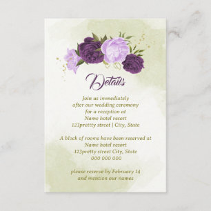 purple flowers green leaves enclosure card