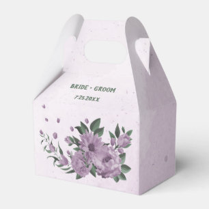 purple flowers greenery botanical wedding favour box
