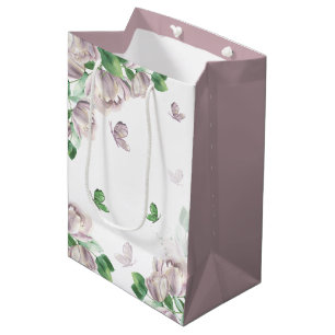 purple flowers greenery butterflies medium gift bag