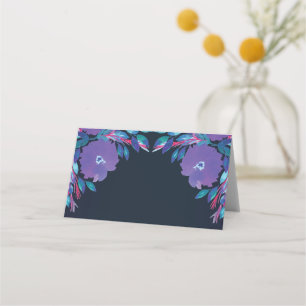 Purple Flowers Handpainted Place Card
