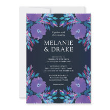 Purple Flowers Handpainted Wedding Invitation