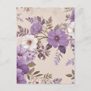 Purple flowers holiday postcard