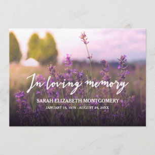 Purple Flowers   In Loving Memory Invitation