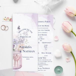 Purple Flowers In Mason Jar Floral wedding Program