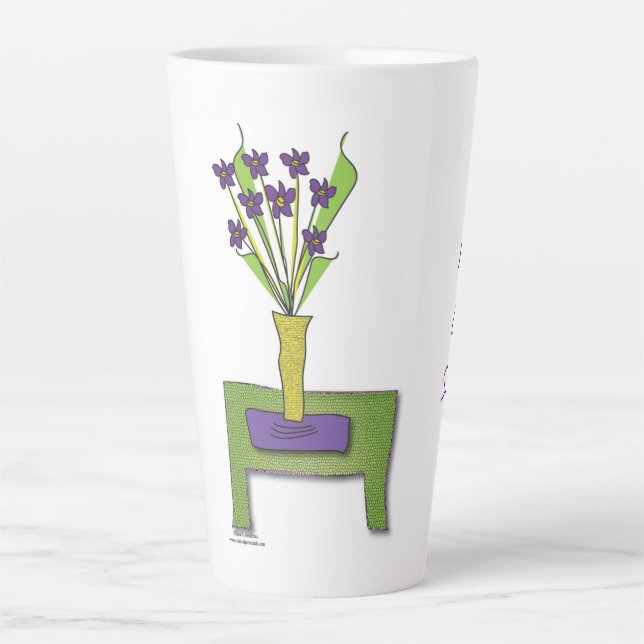 'Purple Flowers' - Keep Life Simple Latte Mug (Front)