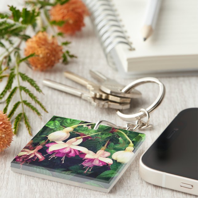 Purple flowers key ring (Front Right)