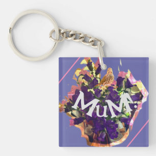 Purple Flowers Key Ring