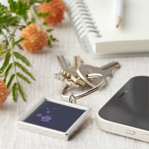 Purple Flowers Key Ring