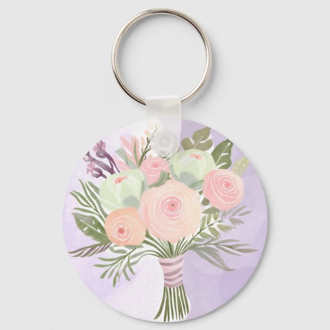 Purple Flowers Key Ring (Front)