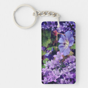 Purple flowers key ring