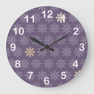 Purple Flowers Large Clock