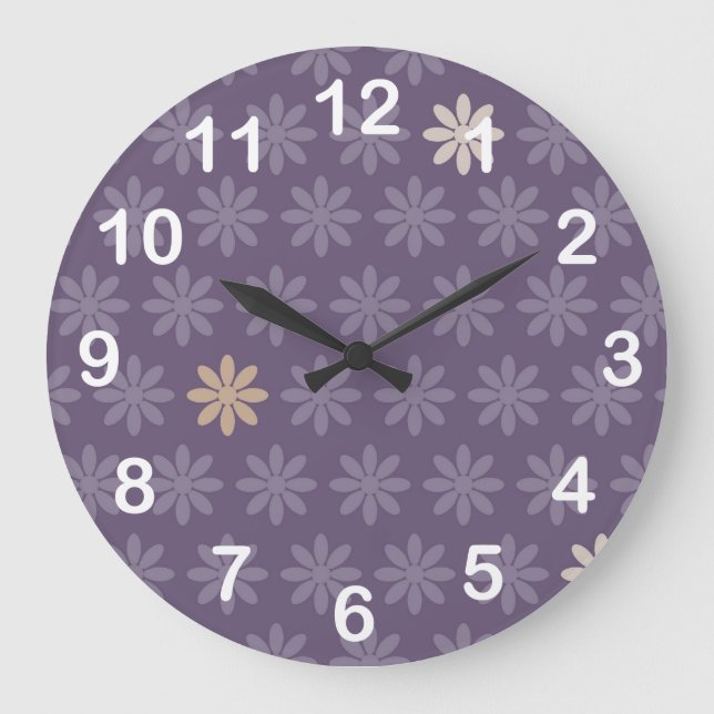 Purple Flowers Large Clock (Front)