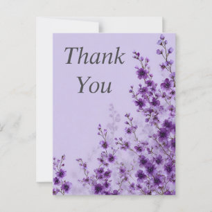 Purple Flowers Lavender Background Thank You Card
