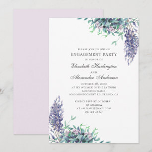 Purple flowers. Lavender floral engagement party Invitation