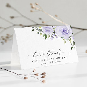 Purple Flowers, Lilac Flowers, Boho, Baby Shower Thank You Card