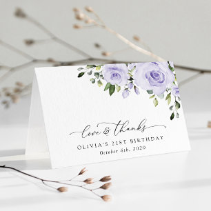 Purple Flowers, Lilac Flowers, Boho, Birthday Thank You Card