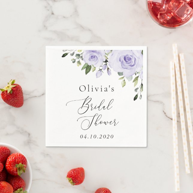 Purple Flowers, Lilac Flowers, Boho, Bridal Shower Napkin (Insitu)