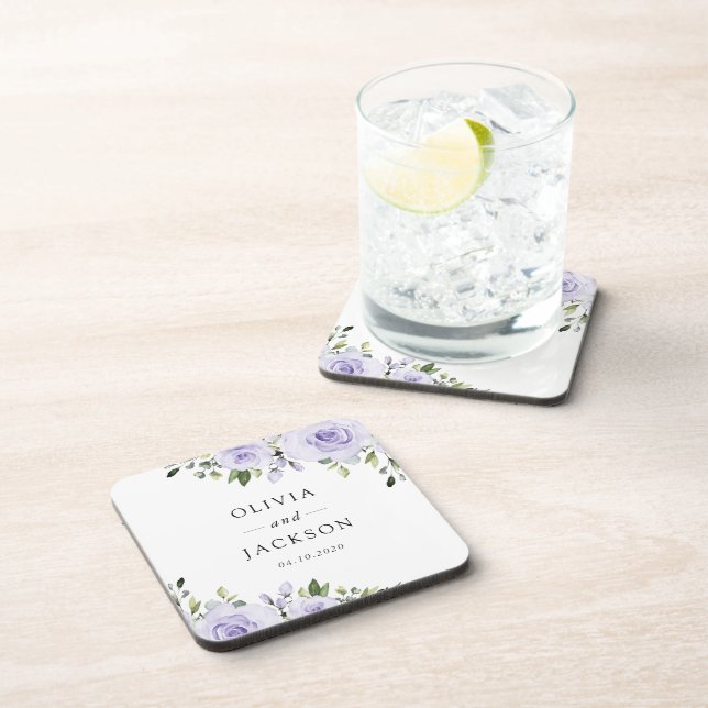 Purple Flowers, Lilac Flowers, Floral Wedding Coaster (Right Side)