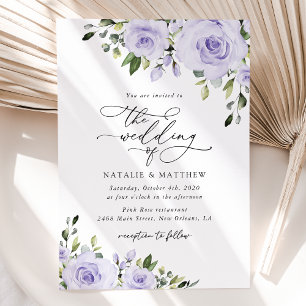 Purple Flowers, Lilac Flowers, Floral Wedding Invitation