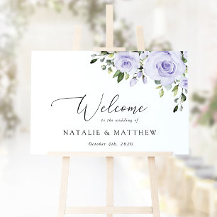 Purple Flowers, Lilac Flowers, Wedding Welcome Poster