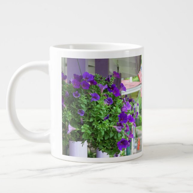 Purple Flowers - Martha's Vineyard Large Coffee Mug (Left)