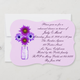 Purple Flowers Mason Jar Rehearsal Dinner Invite