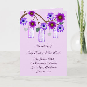 Purple Flowers Mason Jars Program Card