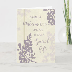 Purple Flowers Mother in Law Birthday Card