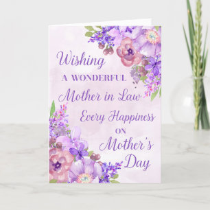 Purple Flowers Mother's Day Mother in Law Card