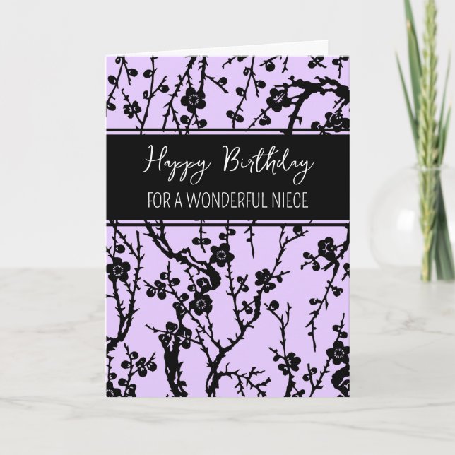 Purple Flowers Niece Birthday Card (Front)
