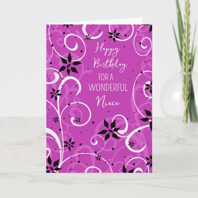 Purple Flowers Niece Birthday Card (Front)