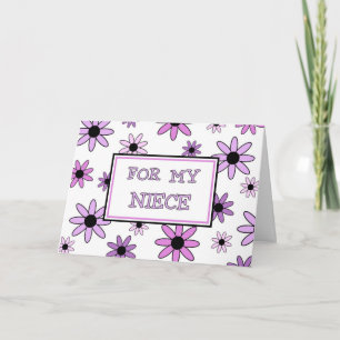 Purple Flowers Niece Flower Girl Invitation Card