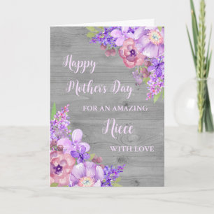 Purple Flowers Niece Happy Mother's Day Card